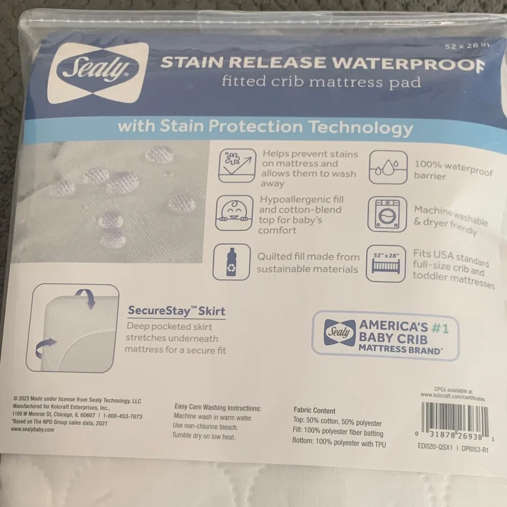 Waterproof fitted crib mattress pad